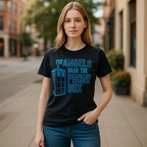 Doctor Who The Angels Have The Phone‎ Box Black Graphic T-Shirt